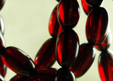 Long Strand of Vintage Dark Cherry Red Amber Prayer Beads