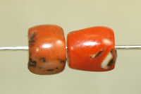 Pair of Small Antique Coral Beads from Yemen