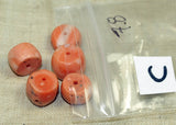 Set of Five Rare Antique Nigerian Pink Coral Beads