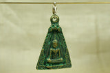 Bronze Thai  Buddha Pendant, with green patina