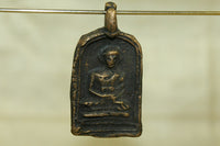Rustic Bronze Monk Pim Garuda Buddhist Pendant from Thailand