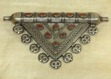 Large Silver and Carnelian Turkman Pendant