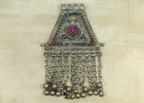 Large Vintage Silver Afghan Pendant with Dangles