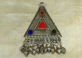 Heavy Vintage Silver Afghan Pendant with Dangles