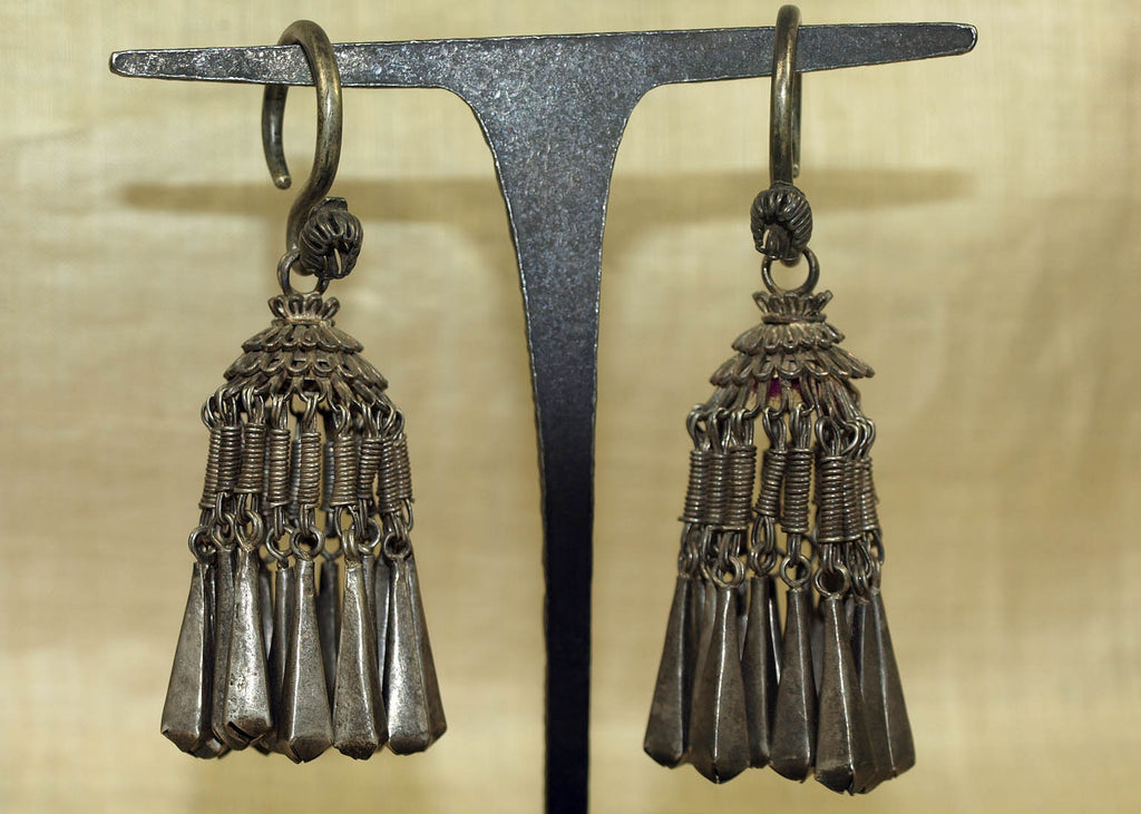 Pair of Antique Hmong Silver Earrings