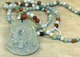 Burmese Jade Bead Necklace with Dragon Pendant