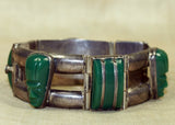 Vintage Mexican Sterling Silver Bracelet with Green Agate Stones