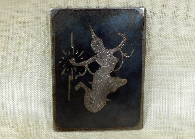 Vintage Siam Sterling Silver Pin, Manimekhala, Goddess of Lightning
