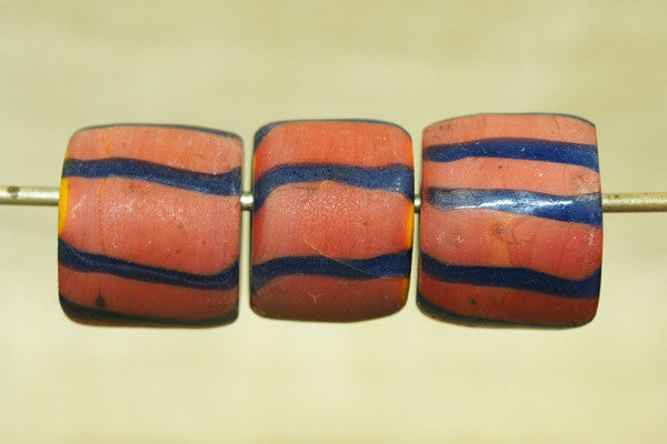 Vintage 1950s Striped Flower Bead from Java