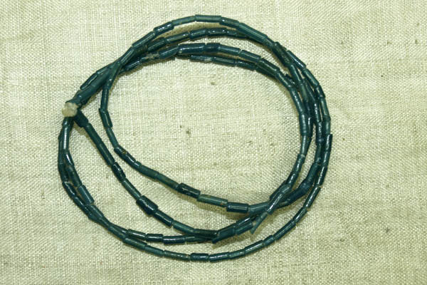 Ancient Dark Aqua Blue Tradewind Glass Bugle Beads