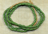 Small Opaque Green Rice Shape Czech Glass Beads
