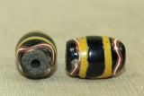 Black and Yellow Stripe Venetian Bead with White and red squiggles