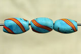 Venetian light blue glass bead with stripe