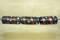 Venetian Deep Royal Blue Tube Bead w/ Aventurine