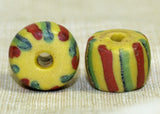 Yellow Venetian Glass Beads with Stripes