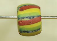 Yellow Venetian Glass Beads with Stripes