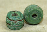 Pair of Rustic Green Hebron Beads