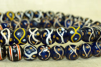 Black Swirls with Gold Eyes Venetian Trade Beads