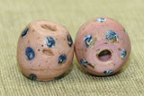 Pair of Rare Venetian Pink Bead with Blue and White Polka Dots