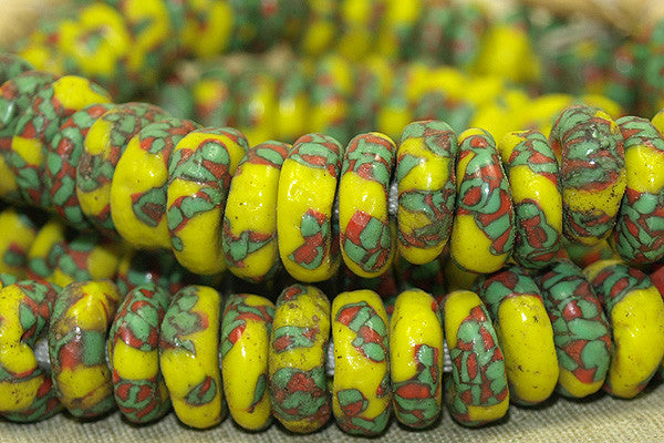 Black & Yellow Glass Seed Beads 2mm - Ghana (AT7200) - Happy Mango Beads