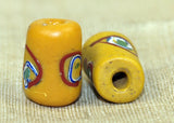 Vintage 1930s Yellow Glass Venetian Bead with swirly eyes