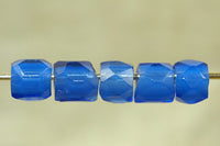 Vibrant Russian Blue Faceted Glass Bead