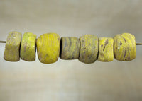 Set of 7 Yellow Glass Hebron Beads
