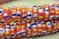 New Red, Pink, Yellow & Blue Eja Beads, Ghana