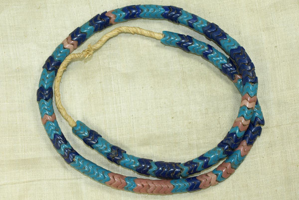 Vintage Blue and Pink Glass Snake Beads