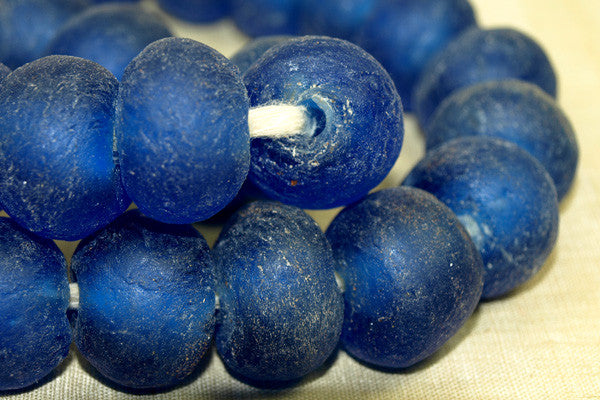 Large Blue Glass Beads from Ghana