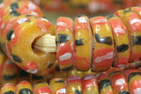New Red, Pink, Orange-Yellow & Black Eja Beads, Ghana