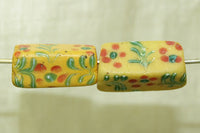 Pair of Fancy Flower Rectangular Beads