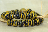 Black and Yellow Venetian Glass Beads