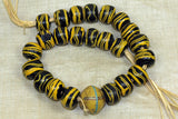 Black and Yellow Venetian Glass Beads