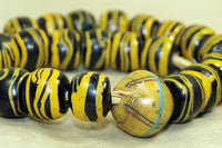 Black and Yellow Venetian Glass Beads