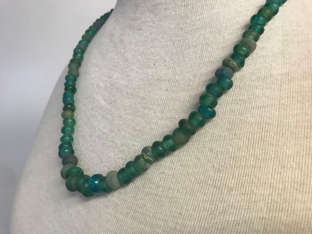 Strand of Ancient Cambodian Sea Green Glass Beads