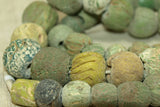 Strand of Very Worn Chartreuse Majapahit Beads