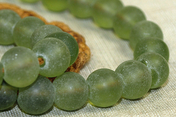 Olive green glass beads from Nepal