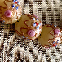 Large Venetian Off-White Round  Beads, Wedding Cake