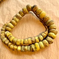 Strand of Antique Yellow Hebron Glass Beads