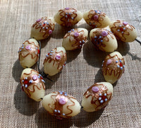 Large Venetian Off-White Melon Beads, Wedding Cake