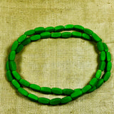 Vintage Czech Opaque Green 4-sided Cylinder Beads