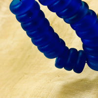 Vintage Czech Fat Matte Dark Capri Blue Discs