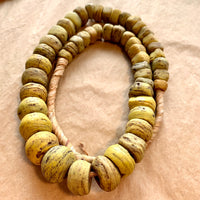 Strand of Antique Yellow Hebron Glass Beads