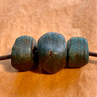 3 Dark Blue-Green Hebron Beads
