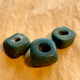 3 Dark Blue-Green Hebron Beads