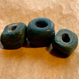 3 Dark Blue-Green Hebron Beads