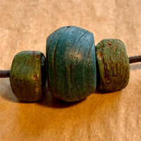3 Dark Blue & Green Hebron Beads