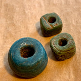3 Dark Blue & Green Hebron Beads