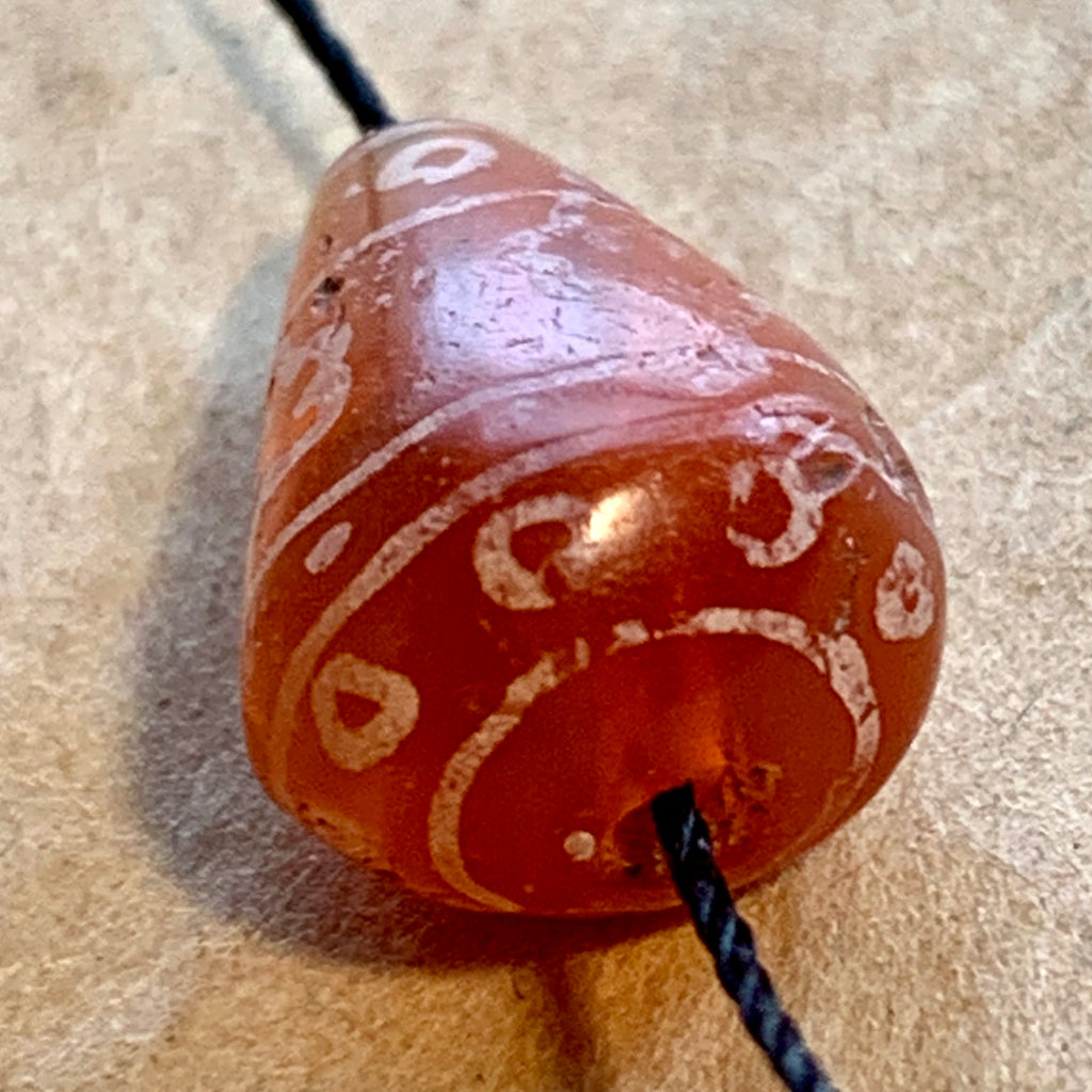 Ancient Etched Carnelian Teardrop Bead | Beadparadise.com